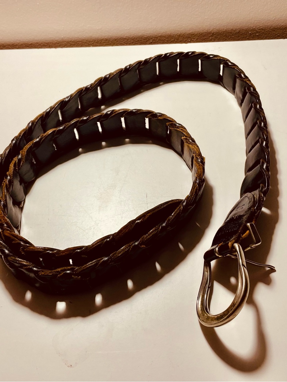 Argentina Men’s Belt Braided Plaited Leather 38 Good To Vgc Brown